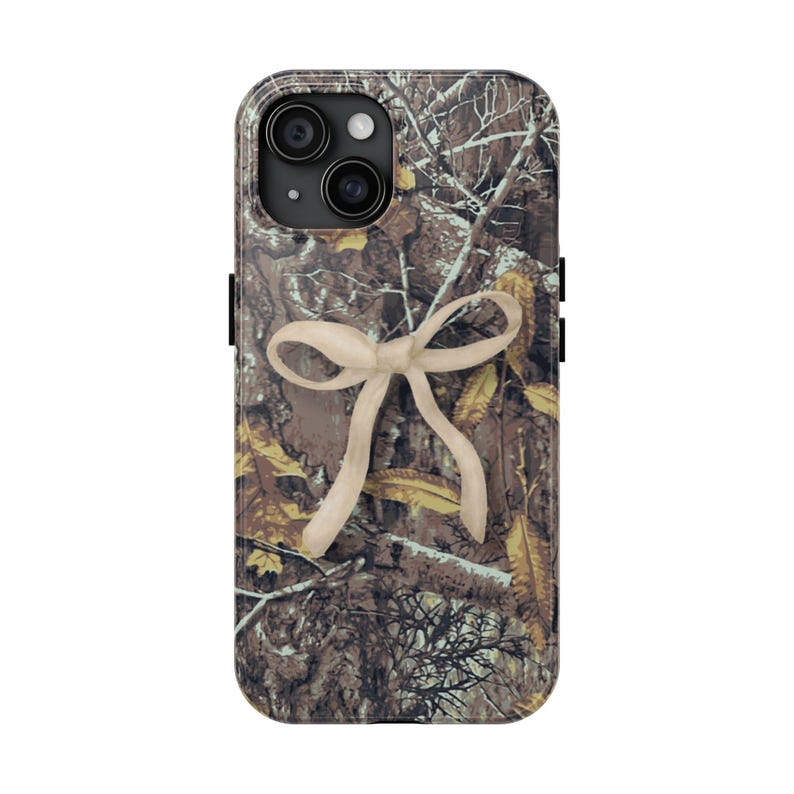 Personalized Camo Phone Case with Bow: Impact-Resistant TPU Lining image 7