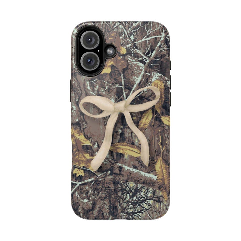 Personalized Camo Phone Case with Bow: Impact-Resistant TPU Lining image 12