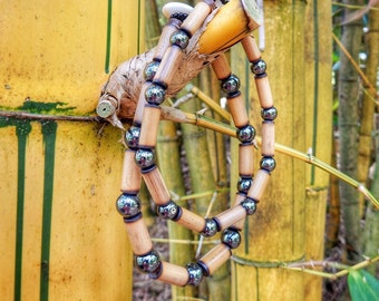 Kauai Bamboo Jewelry - Hawaiian Bamboo and Hematite Bracelet