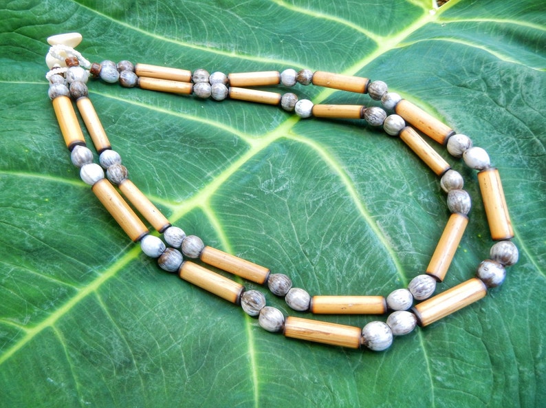 Kauai Bamboo Jewelry Hawaiian Bamboo and Jobs Tears Necklace Etsy