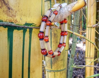 Kauai Bamboo Jewelry - Hawaiian Bamboo and Carnelian Bracelet