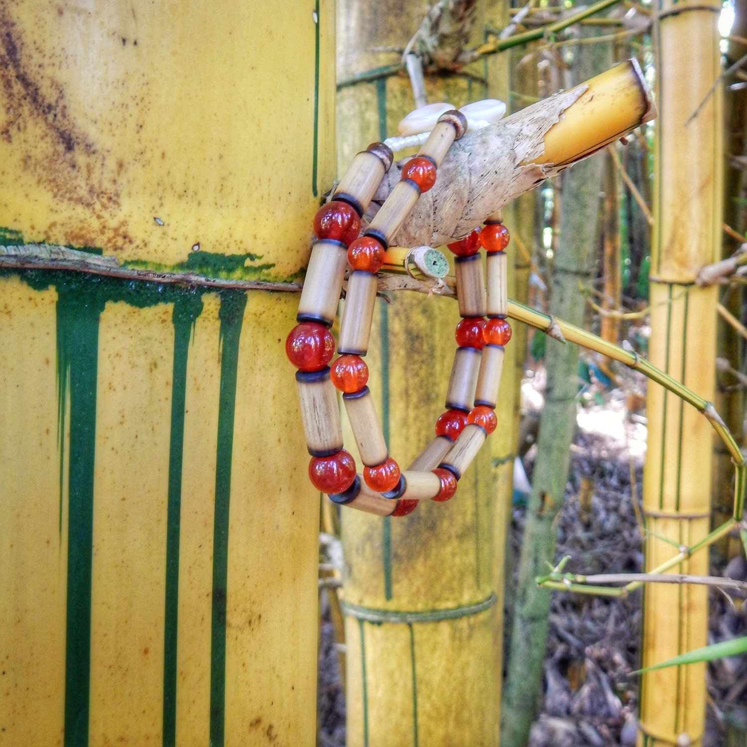 Kauai Bamboo Jewelry Hawaiian Bamboo and Carnelian Bracelet Etsy