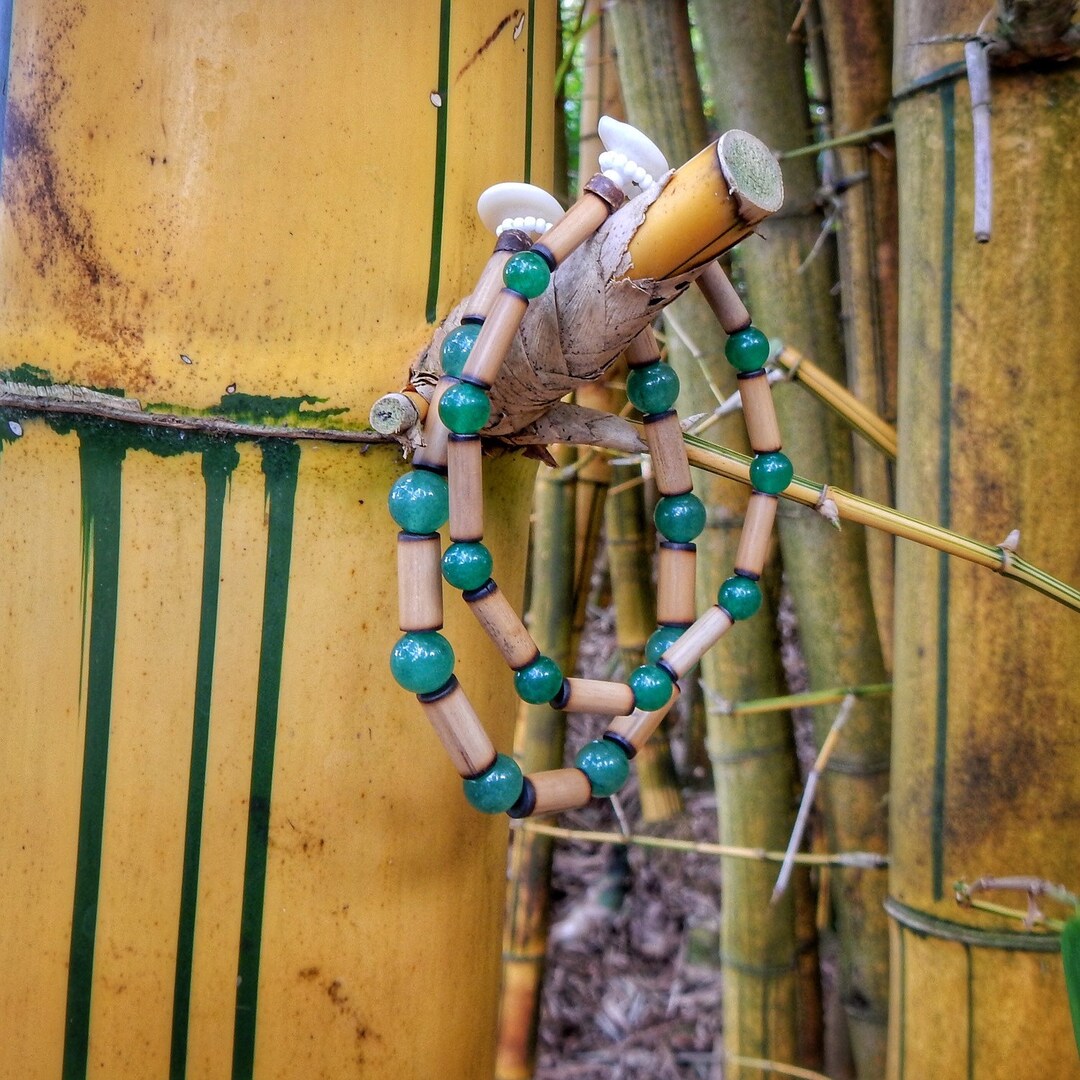 Kauai Bamboo Jewelry Hawaiian Bamboo and Aventurine Bracelet Etsy