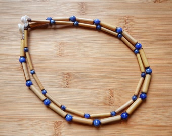 Kauai Bamboo Jewelry - Hawaiian Bamboo and Sodalite Necklace