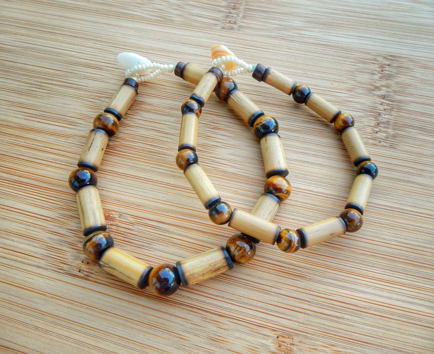 Kauai Bamboo Jewelry Hawaiian Bamboo and Tigereye Bracelet Etsy