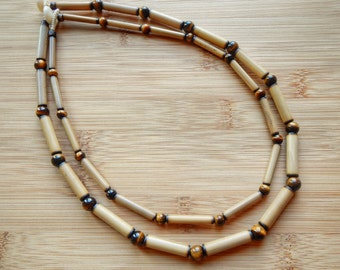 Kauai Bamboo Jewelry - Hawaiian Bamboo and Tigereye Necklace