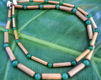 Kauai Bamboo Jewelry - Hawaiian Bamboo and Aventurine Necklace