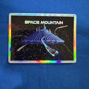 DISNEY Space Mountain ride art blend die-cut holographic glossy sticker