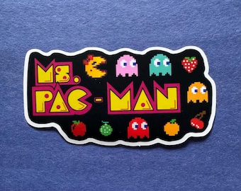 Adesivo in vinile opaco fustellato per videogiochi arcade Ms. Pac-man ARCADE