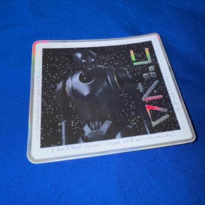 STAR WARS K2SO art die-cut holographic glossy sticker