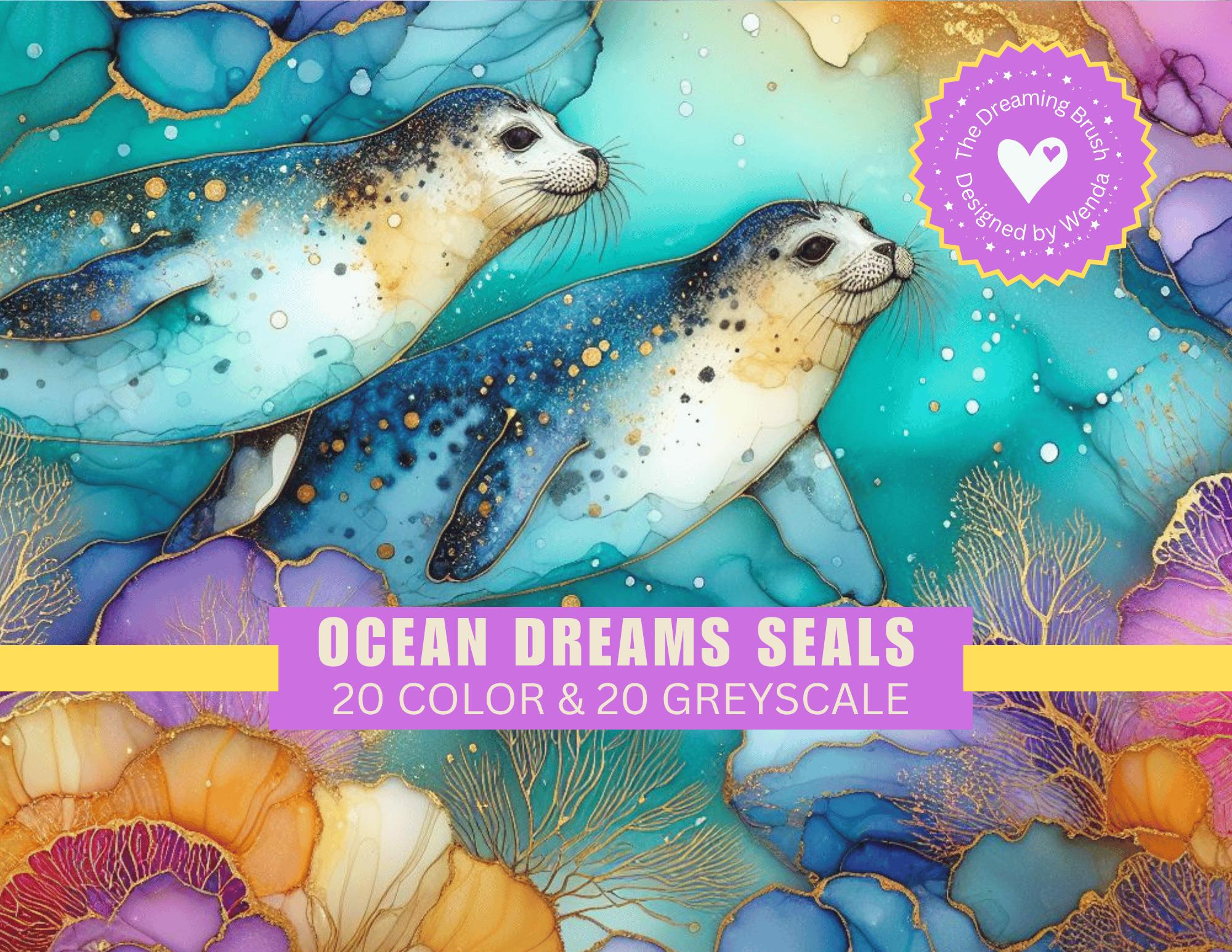 Ocean Dreams Robben – 20 Farb- \u0026 20 Graustufen-Seiten | Fantasy Ocean Art  Digital Kit für Junk Journals, Scrapbooking und Färbung - Etsy Schweiz, image size:2000x1545