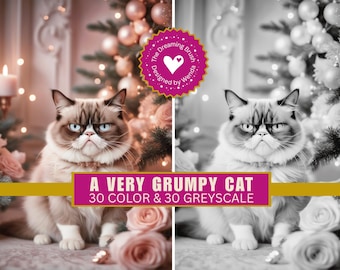 Grumpy Cat Coloring Book | Funny Pet Art, Christmas Decor (PDF)