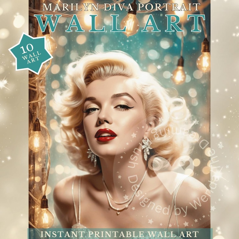 Marilyn Monroe Art | Hollywood Diva Grayscale | Vintage Glamour Digital ...