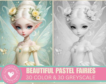 Woodland Fairies Coloring Book: Grayscale Fantasy Art (PDF)