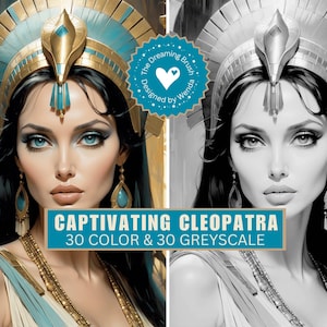 Cleopatra Adult Coloring Book: 30 Greyscale Pages (Printable PDF)