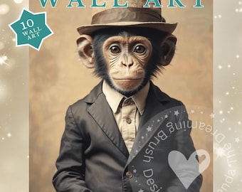 Monkey Art Print: Whimsical Animal Illustration (Digital Download)