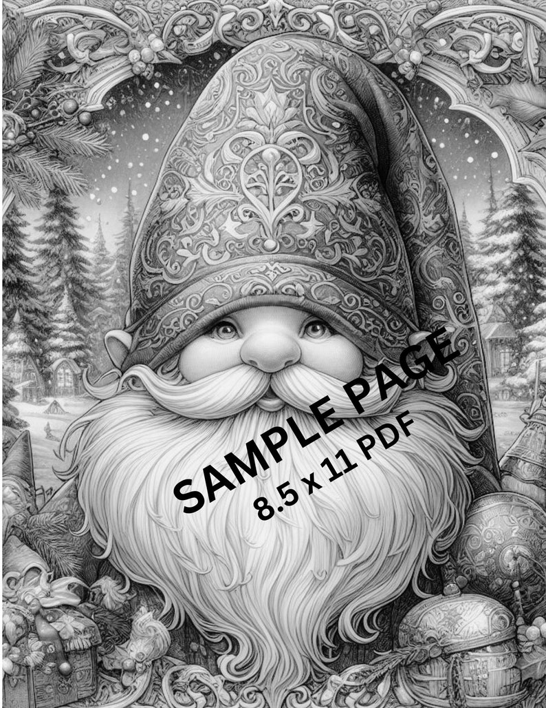 50 Christmas Gnomes Coloring Book Pages Printable PDF Christmas ...