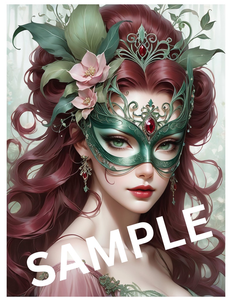 30 Masquerade Adult Coloring Pages, Fairies Coloring Book, Gnome, Witch