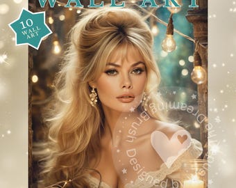 Brigitte Bardot Wall Art Printable | Vintage French Glamour Diva Portrait Digital Download | PDF Print at Home