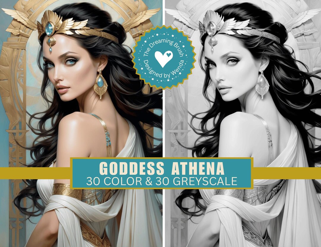 Color and Grayscale Greek Goddess Athena Book 1 Coloring | Mythic ...