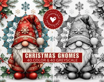 Christmas Gnomes JPGs | Holiday Junk Journal Kit, Nordic Gnome Art, Winter Coloring Book Pages