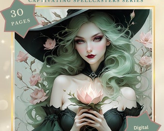 Witches Grayscale Coloring Book: Fantasy Halloween (PDF)