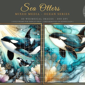 Orca Mom and Baby Watercolor Prints: Ocean Wall Art (Digital Download)