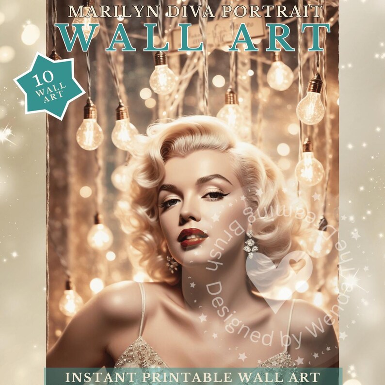 Marilyn Monroe Art | Hollywood Diva Grayscale | Vintage Glamour Digital ...
