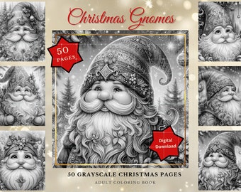 Gnome Coloring Book: 50 Festive Holiday Pages, Digital Download