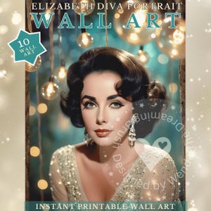 Elizabeth Taylor Wall Art: Vintage Portrait Collage Sheets (Digital Download PDF)