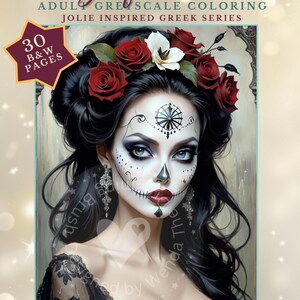 30 Day of the Dead Coloring Pages, Fairies Coloring Book, Gnome, Witch, Elf, Fantasy Grayscale Halloween for Adults & Kids Print Pdf