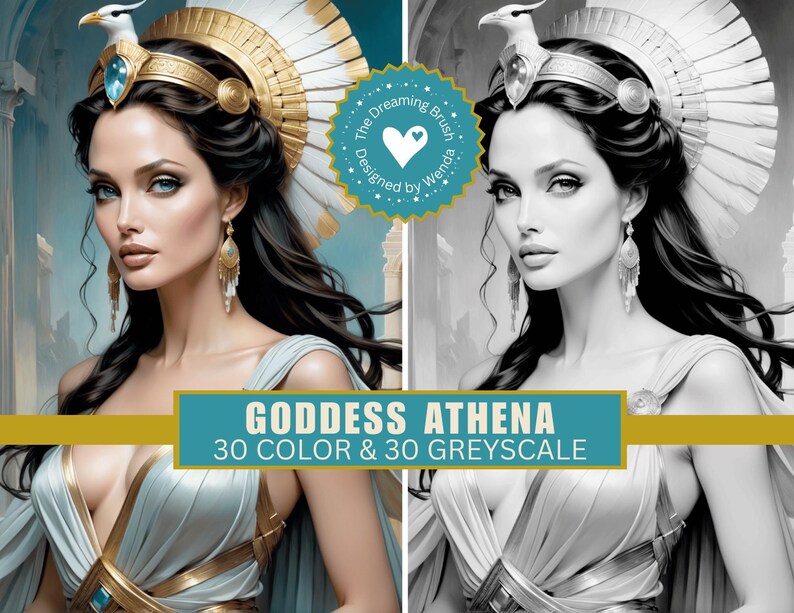 Color and Grayscale Greek Goddess Athena Book 1 Coloring | Mythic ...