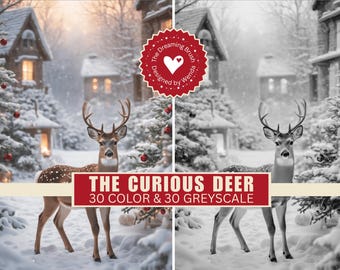 Deer Winter Animal Coloring Pages | Printable Forest PDF Download