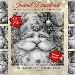 Gnome Coloring Book: 50 Festive Holiday Pages, Digital Download image 2