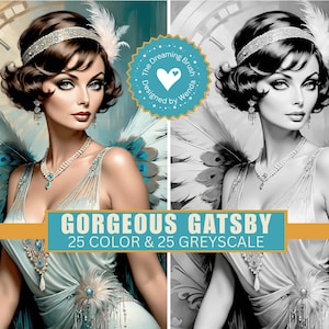 Zestaw do kolorowego i szarego dziennika śmieci „Sophia Gatsby, tom 2” | Strony w stylu art déco flapper
