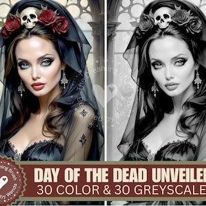 Gothic Dark Fantasy Day of the Dead Art Prints, Vampire Bride Digital Coloring