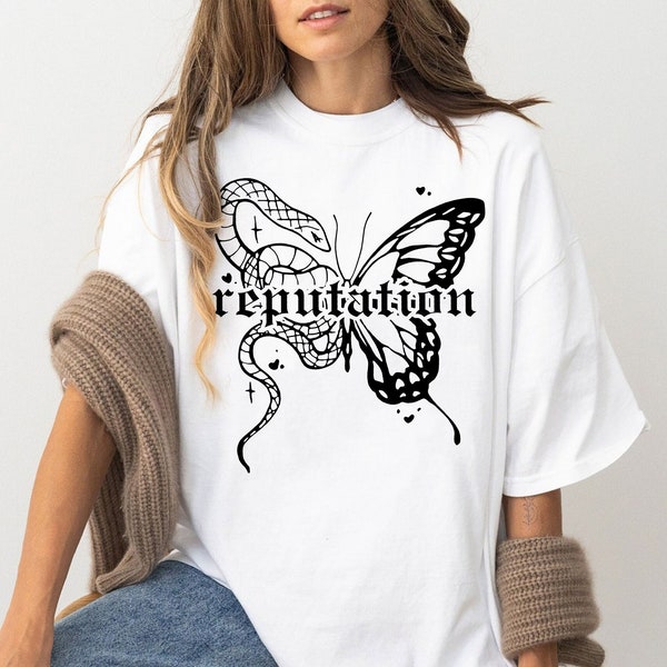 Vintage Reputation Butterfly T-Shirt, Rep Snake Shirt, Reputation Swiftie Shirt, Reputation Abum Merch, Shirt For Fan