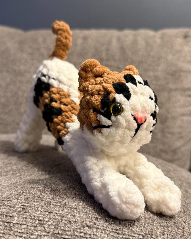 Custom Crochet Stretching Cat Plushie - Handmade Small Stuffed Animal image 14