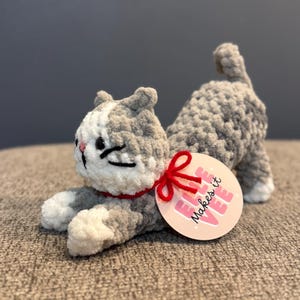 Custom Crochet Stretching Cat Plushie - Handmade Small Stuffed Animal image 11
