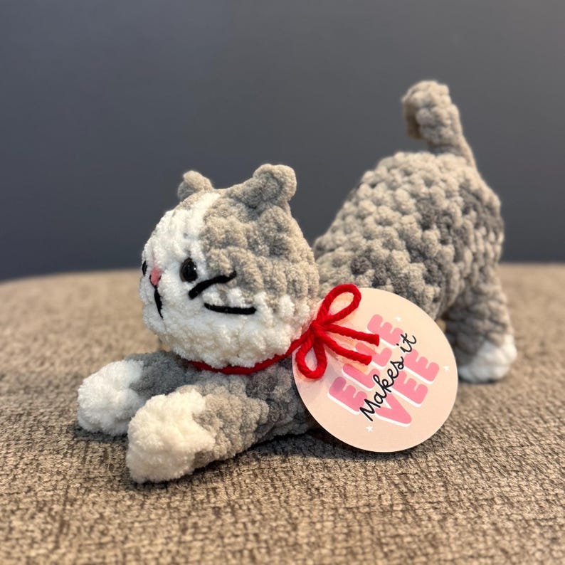 Custom Crochet Stretching Cat Plushie - Handmade Small Stuffed Animal image 11
