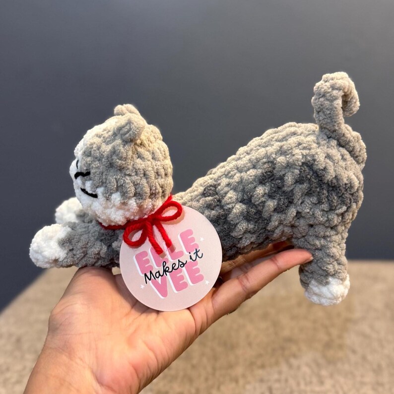 Custom Crochet Stretching Cat Plushie - Handmade Small Stuffed Animal image 12