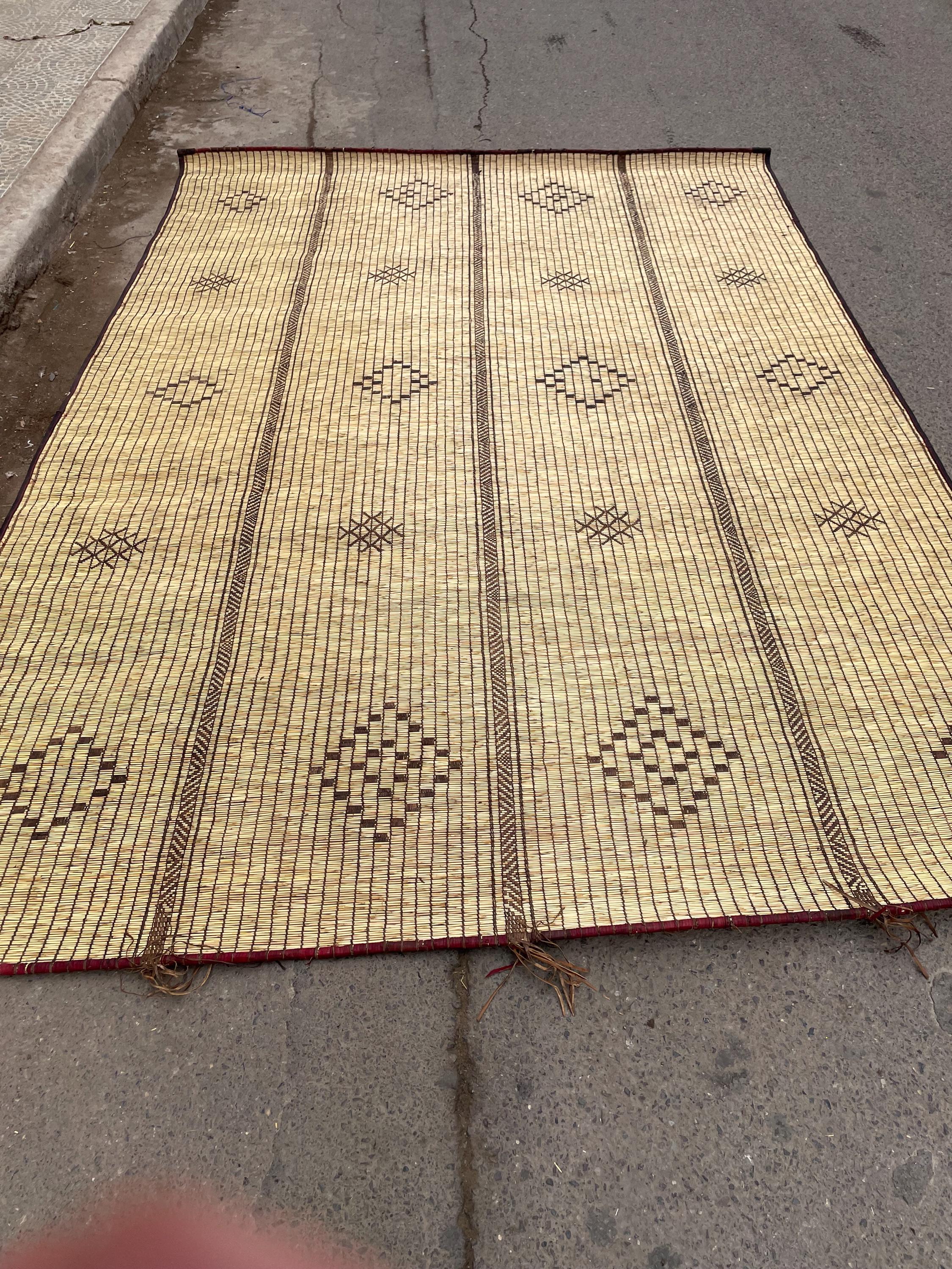 Reed Rug Handmade Tuareg Mat: African Leather and Reed Rug (10.8ft X 7ft) - Etsy