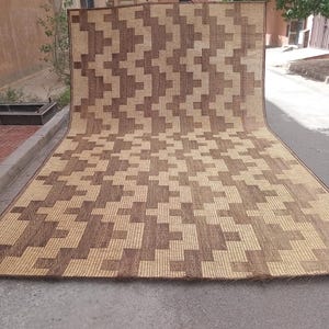 Vintage Tuareg Mat: Handmade Mauritania African Rug (16.8x10 ft)