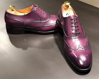 Elegance Redefined: Rich Purple Brogue Oxfords