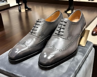 Elegant Gray Brogue Oxfords