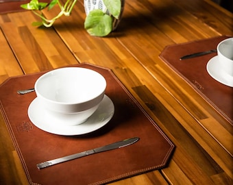 Table Setting with Luxurious Leather Coasters