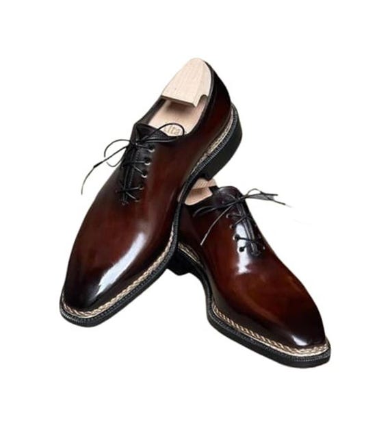 Brown Leather Oxfords with Square-Toe Design Leather Square Toe Lace-Up Oxford Dark Brown Shoe main image 4
