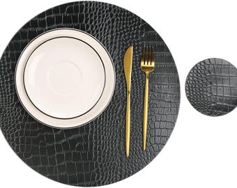 Elegant black Leather Tableware Accessories