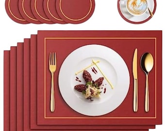 6-Piece Luxury Leather Placemats and Coasters Set