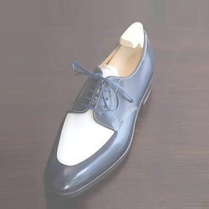 Men’s Handmade blue and white Oxford shoe,Men’s dress up wingtip formal shoes
